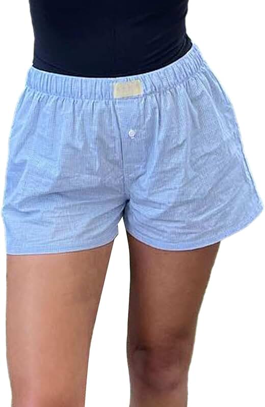 Plaid Baggy Boxer Shorts for Women