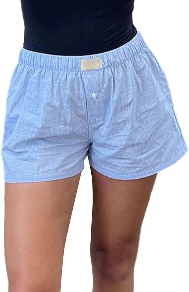 Plaid Baggy Boxer Shorts for Women
