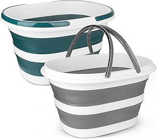 2-Pack 16L Collapsible Silicone Mop Buckets for Cleaning