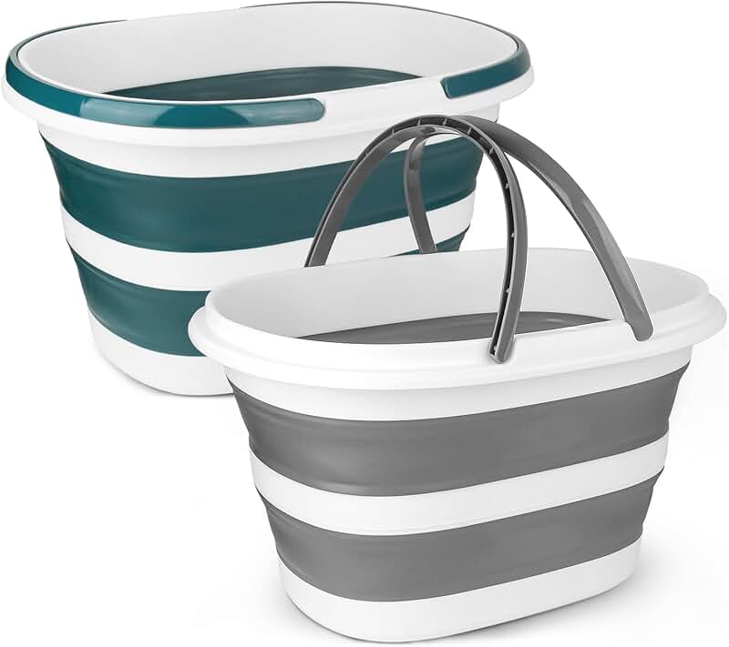 2-Pack 16L Collapsible Silicone Mop Buckets for Cleaning
