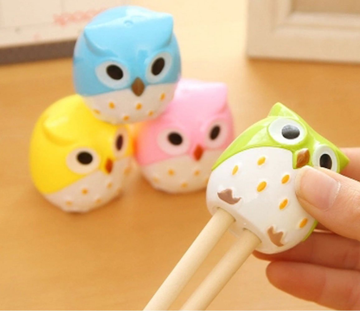 Set of 4 Cute Cartoon Owl Pencil Sharpeners for Kids