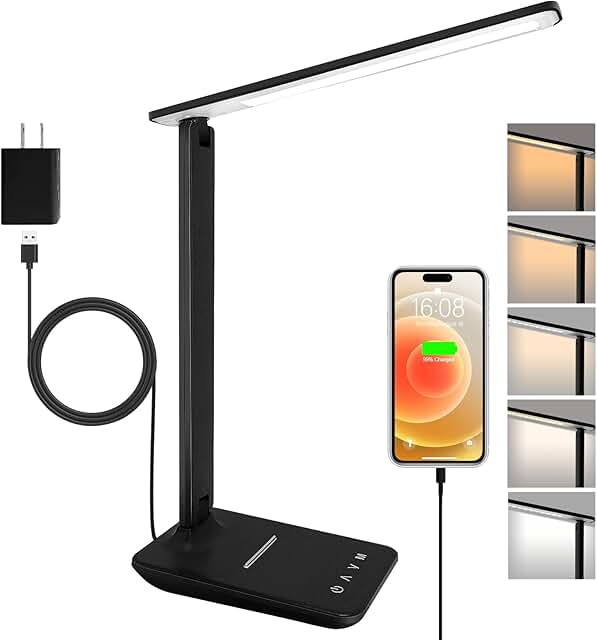 Adjustable Bright LED Desk Lamp with USB Port