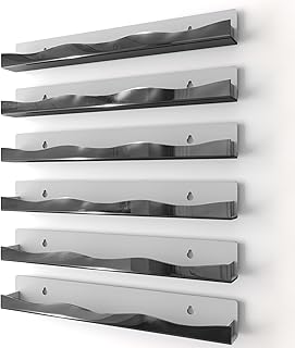 15-Inch Black Wall-Mounted Nail Polish Organizer Rack (6 Pack)