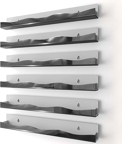 15-Inch Black Wall-Mounted Nail Polish Organizer Rack (6 Pack)