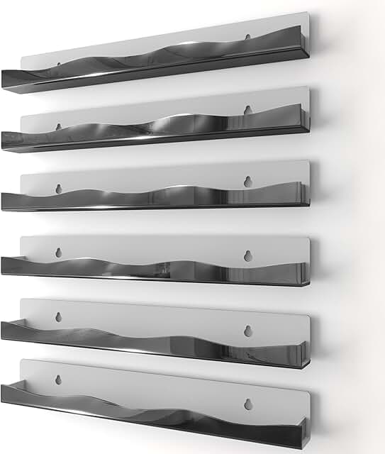 15-Inch Black Wall-Mounted Nail Polish Organizer Rack (6 Pack)