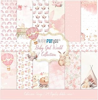 Baby Girl World Scrapbooking Paper Kit, 24 Double-Sided Sheets