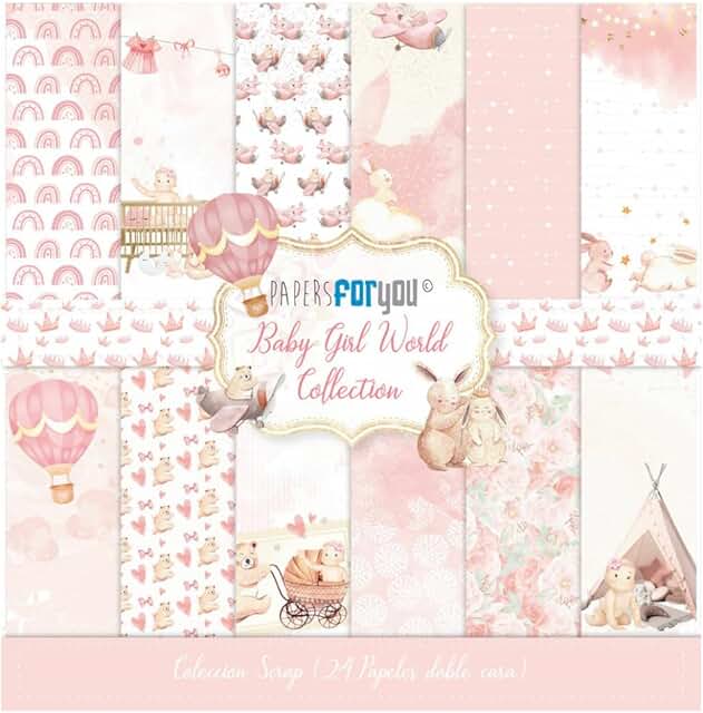 Baby Girl World Scrapbooking Paper Kit, 24 Double-Sided Sheets
