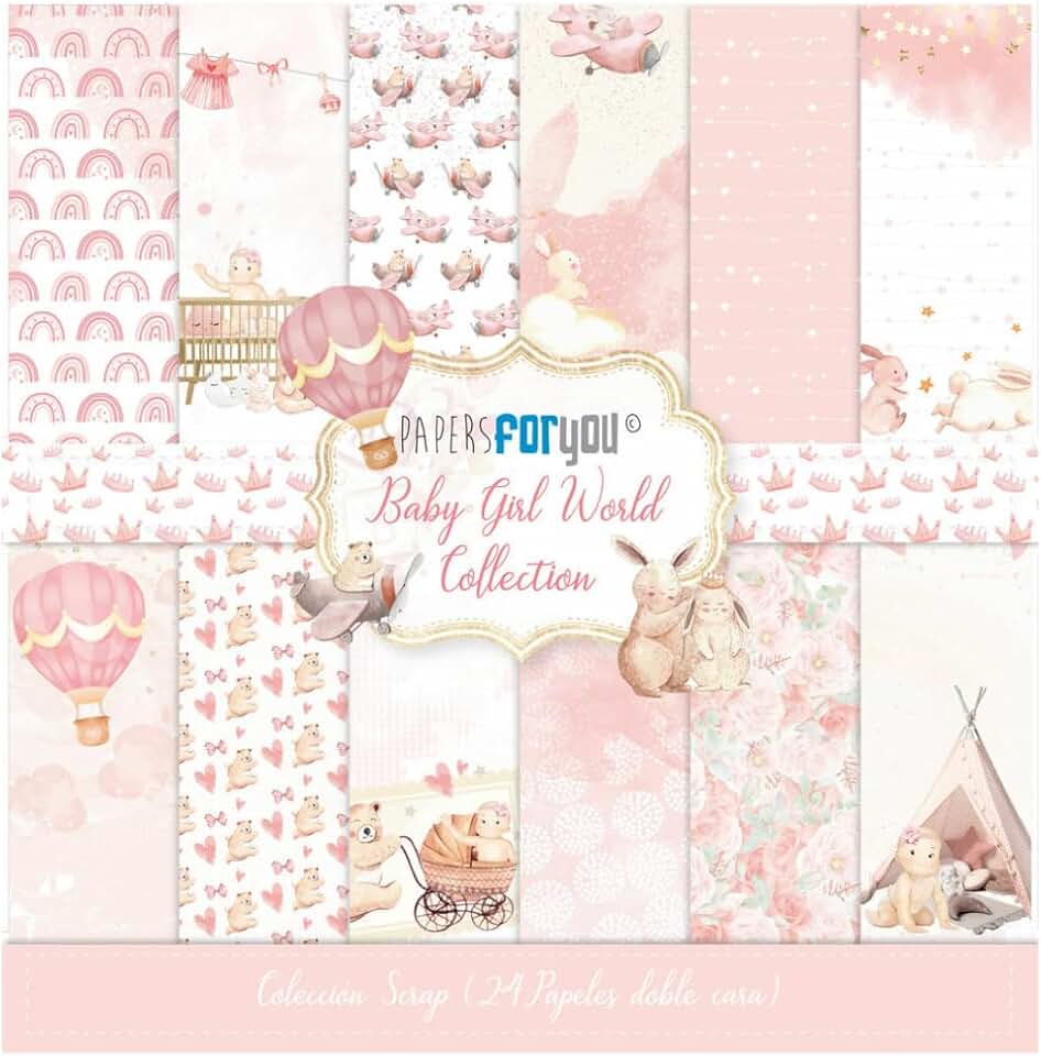 Baby Girl World Scrapbooking Paper Kit, 24 Double-Sided Sheets