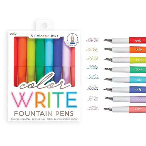 Set of 8 Colorful Fountain Pens with Fine Tips