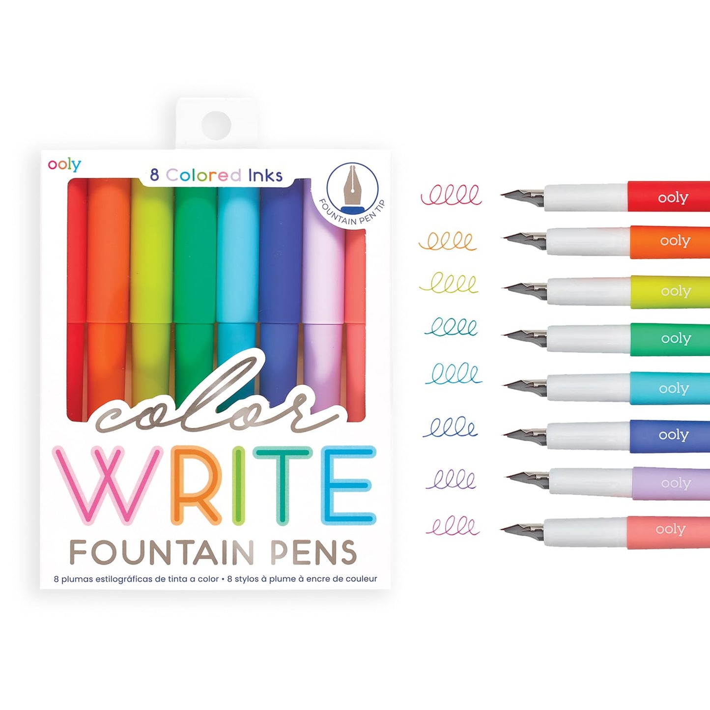 Set of 8 Colorful Fountain Pens with Fine Tips