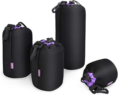 Set of 4 Camera Lens Pouches in Various Sizes