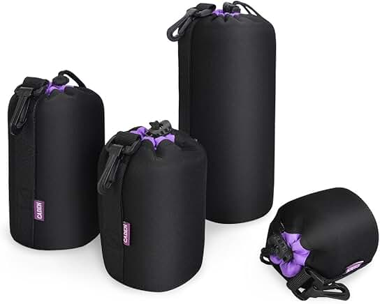 Set of 4 Camera Lens Pouches in Various Sizes
