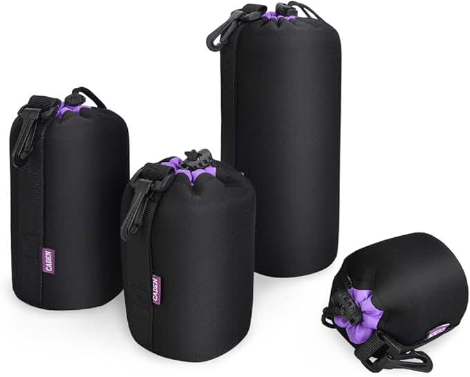 Set of 4 Camera Lens Pouches in Various Sizes