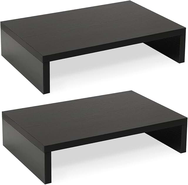 Two-Tier Adjustable Wood Monitor Stand Riser Set