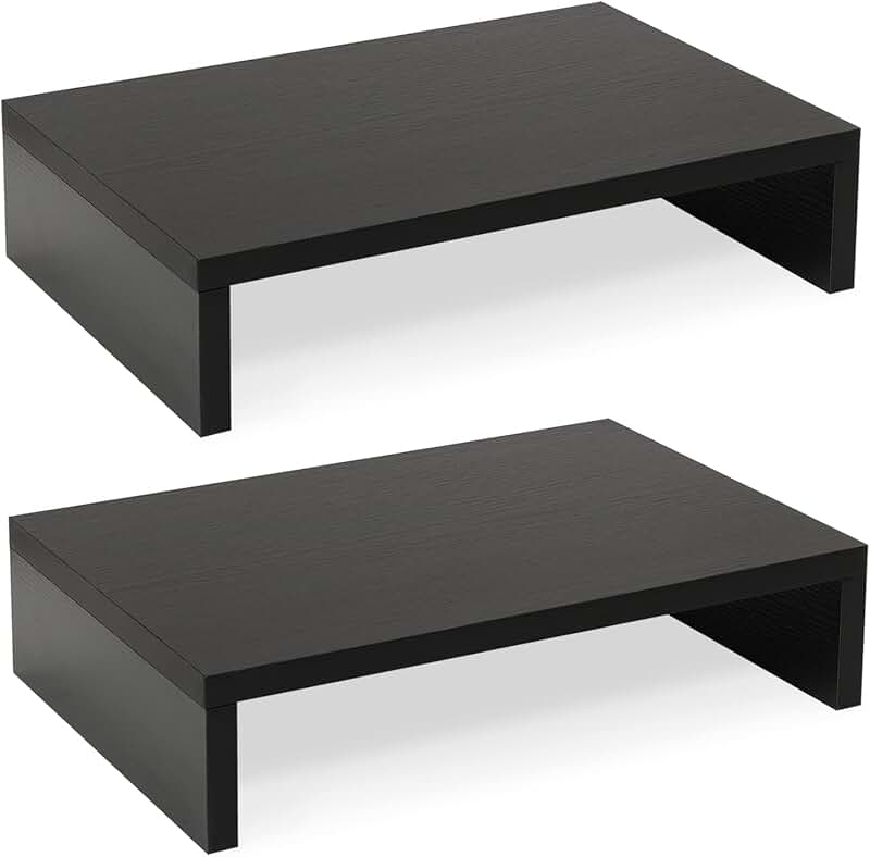 Two-Tier Adjustable Wood Monitor Stand Riser Set