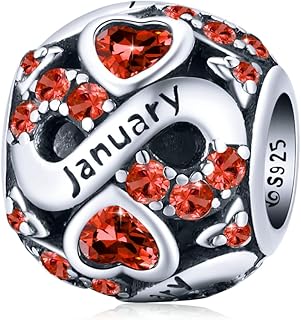 Sterling Silver Birthstone Bead Charm for Bracelets