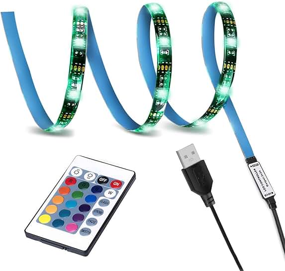 Waterproof RGB LED Light Strip with Remote, 3.28Ft