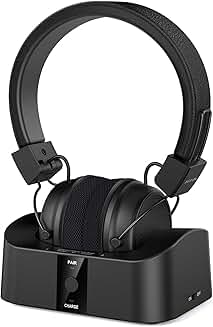 Wireless TV Headphones with Bluetooth and Charging Dock