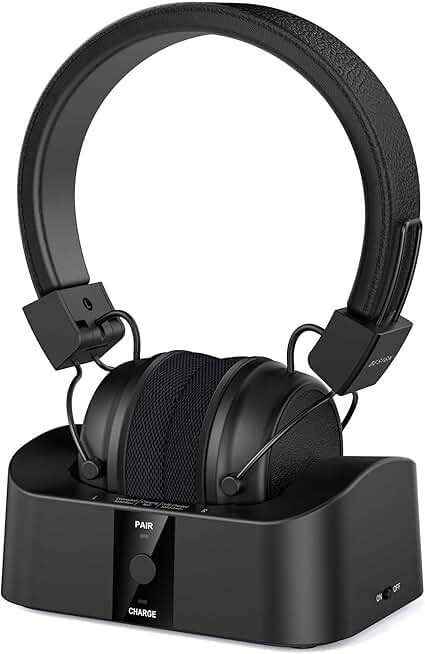 Wireless TV Headphones with Bluetooth and Charging Dock