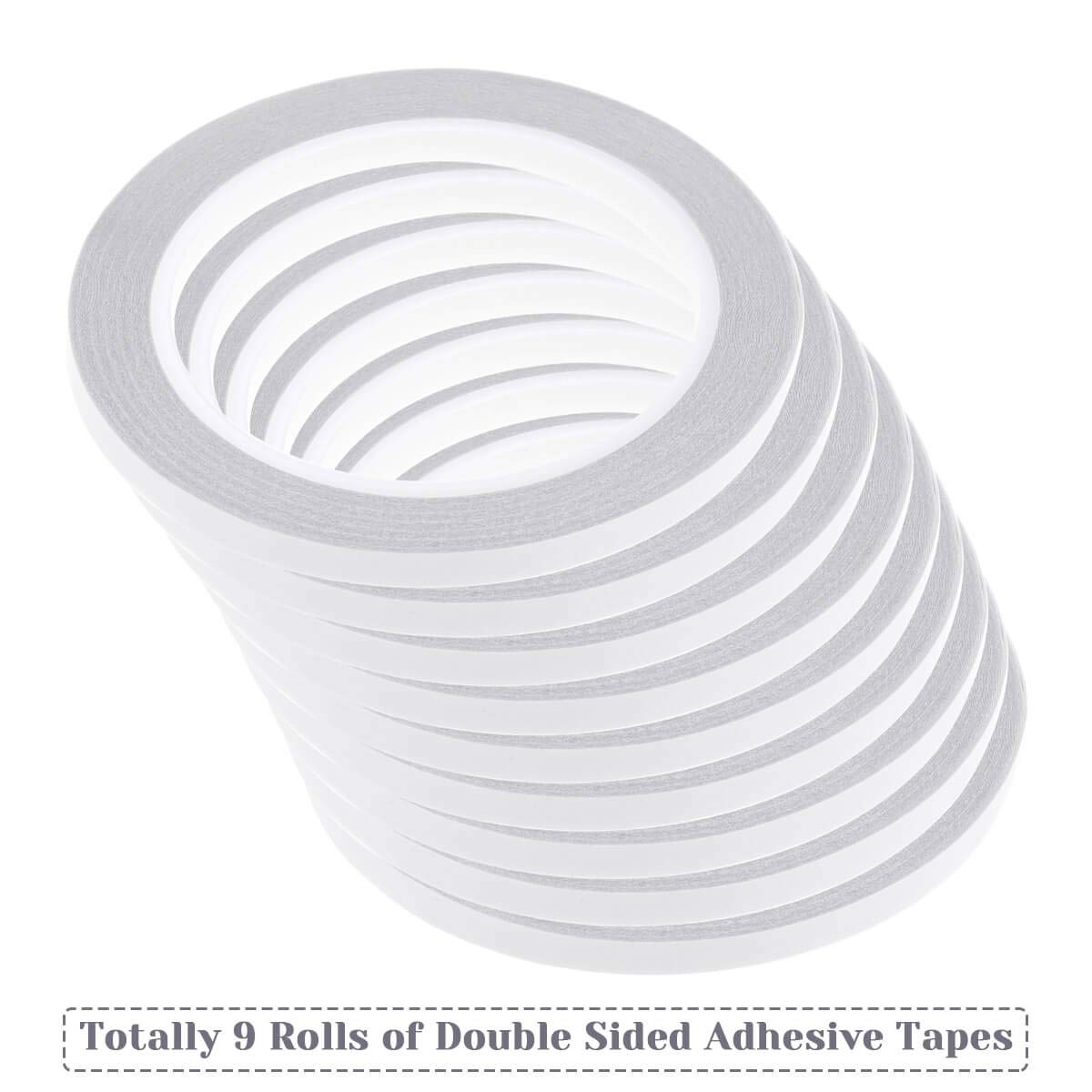 Double-Sided Adhesive Tape, 9 Rolls for Crafts and Office