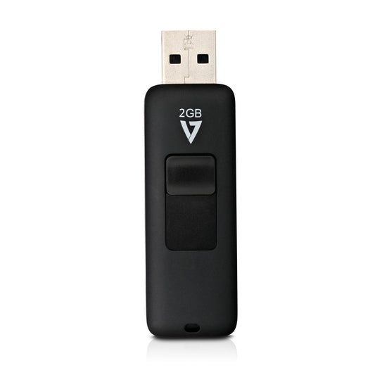 2GB USB 2.0 flash drive with retractable connector in black