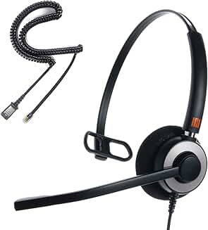 Phone Headset with Noise Cancelling Microphone for Office and Call Center