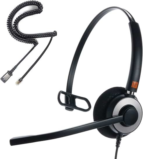 Phone Headset with Noise Cancelling Microphone for Office and Call Center