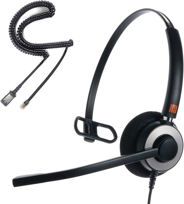 Phone Headset with Noise Cancelling Microphone for Office and Call Center