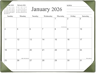 Large 2026-2027 Desk Calendar with Mat, Green