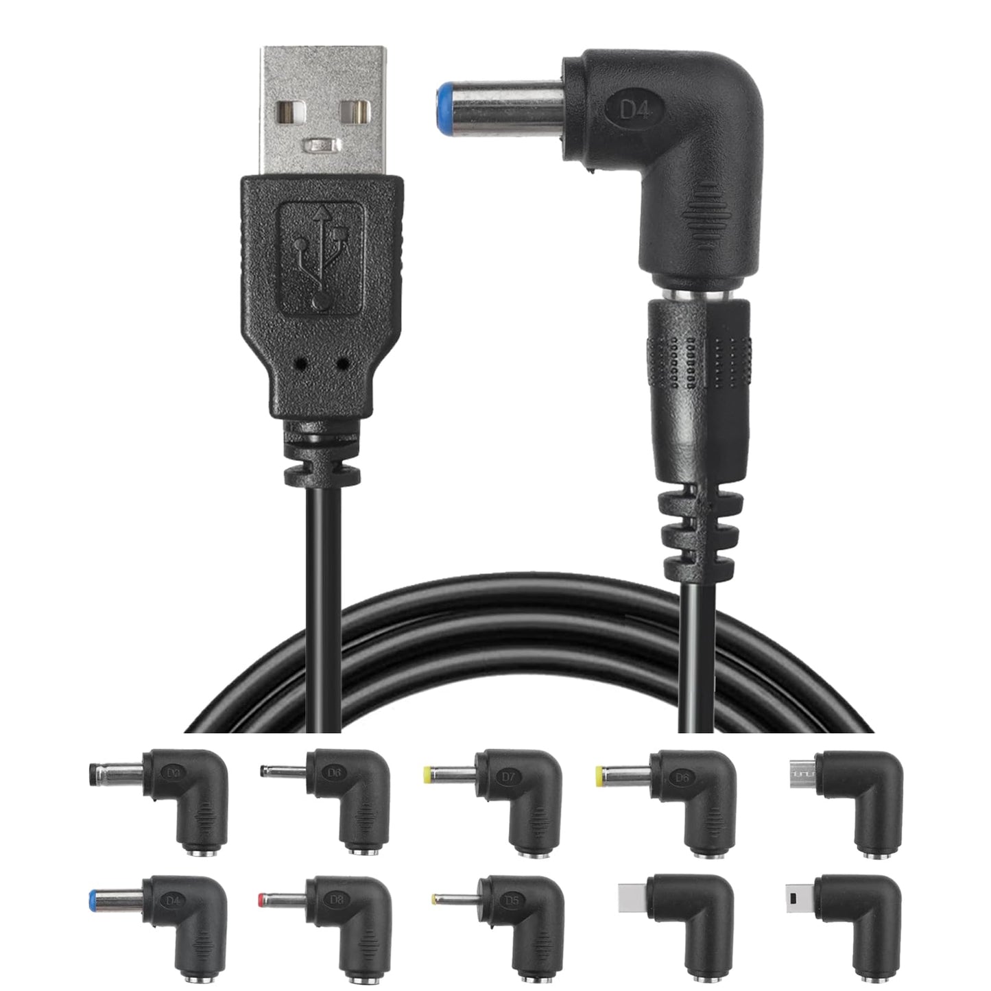 USB to DC Power Charging Cable with 10 Tips