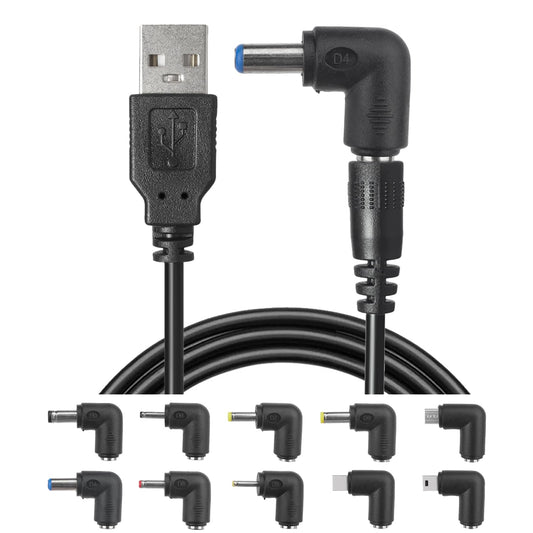 USB to DC Power Charging Cable with 10 Tips
