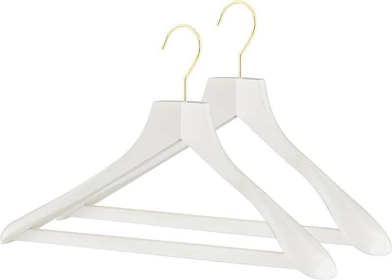Set of 2 European Wooden Hangers with Wide Shoulders