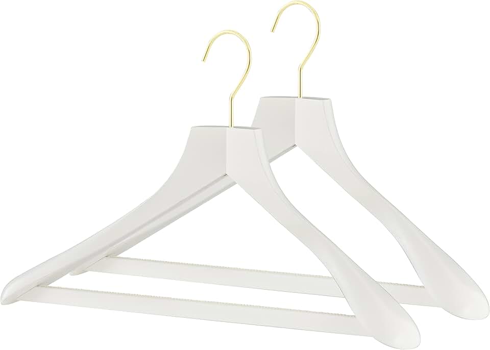 Set of 2 European Wooden Hangers with Wide Shoulders