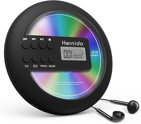 Portable CD Player with FM Transmitter and 20-Hour Playtime