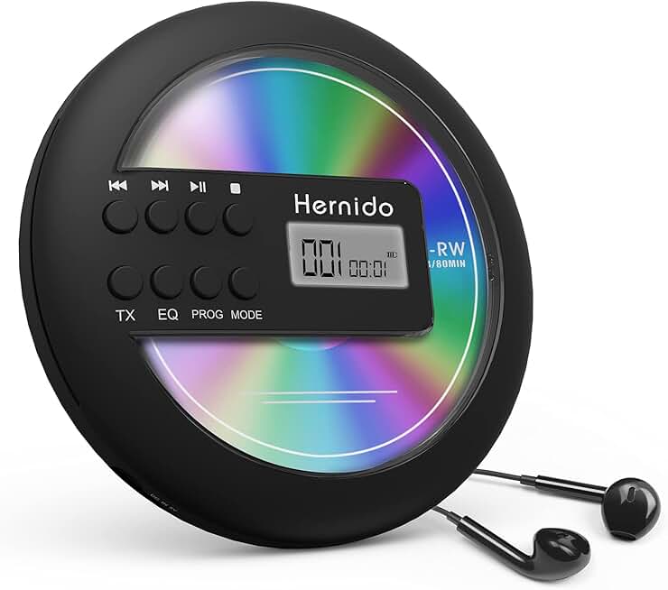 Portable CD Player with FM Transmitter and 20-Hour Playtime