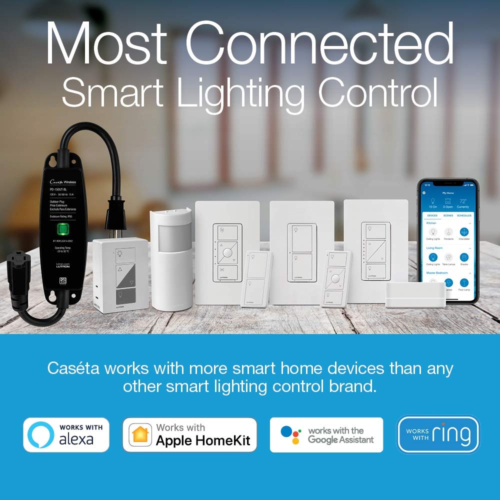 Casta Deluxe Smart Dimmer Switch 2 Count) Kit with Casta Smart Hub  Works with  Apple HomeKit, Ring, Google Assistant  P-BDG-PKG2W-A  White