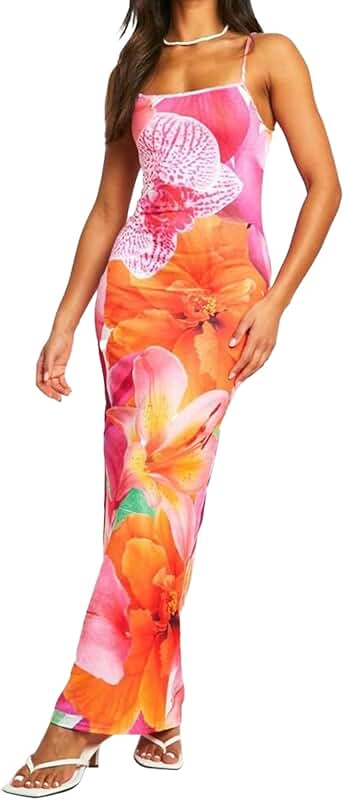 Women's Summer Floral Maxi Dress with Spaghetti Straps