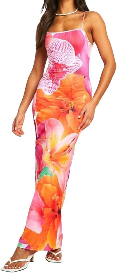 Women's Summer Floral Maxi Dress with Spaghetti Straps