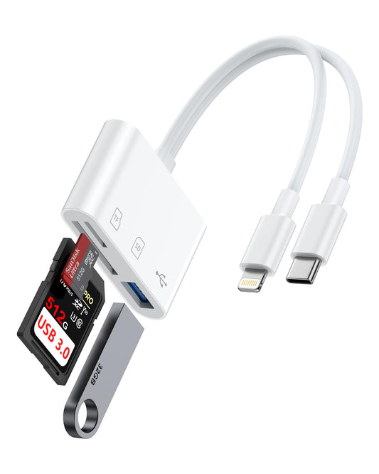 Dual Port SD Card Reader for Phones and Tablets