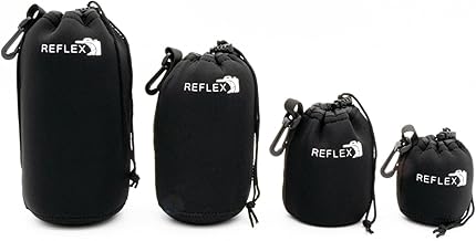 Drawstring Camera Lens Pouch Set, 4 Sizes, Waterproof and Shockproof