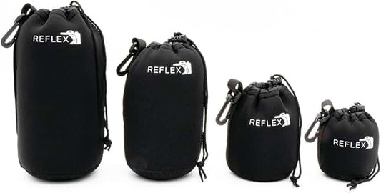 Drawstring Camera Lens Pouch Set, 4 Sizes, Waterproof and Shockproof