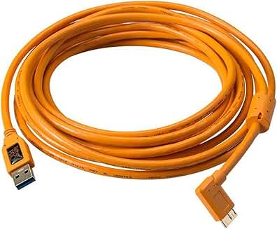 15-Foot USB 3.0 Micro-B Right Angle Cable in Orange