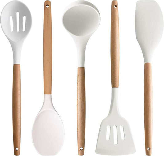 Three-piece silicone spatula set in multiple colors