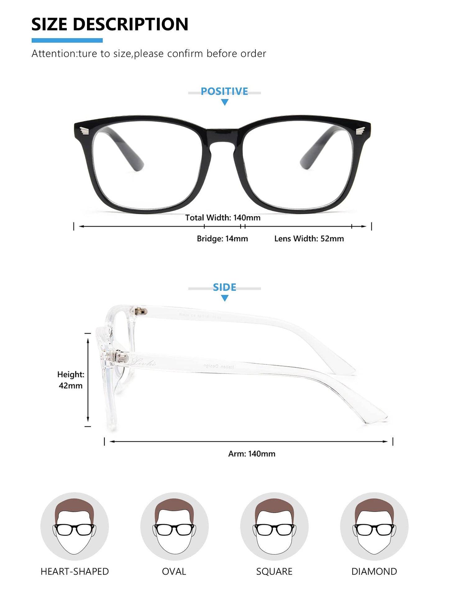 2 Pack Blue Light Blocking Glasses, Computer Reading/Gaming/TV/Phones Glasses for Women Men,Anti Eyestrain & UV Glare (Light Black+Clear)
