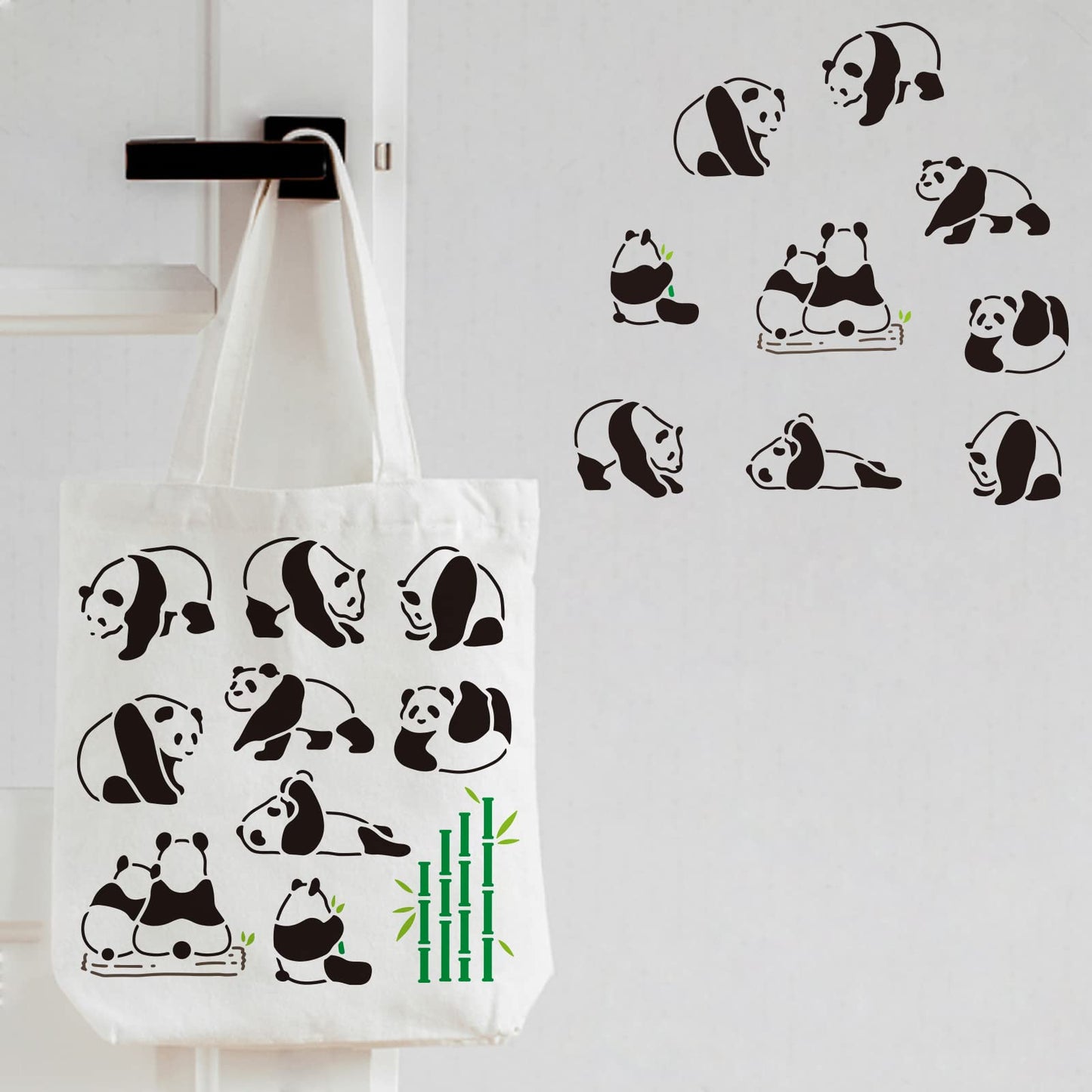 Eco-Friendly Panda and Bamboo Painting Template 11.8x11.8inch