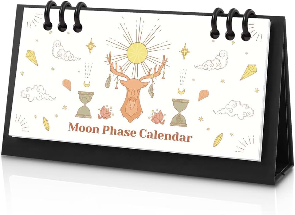 Mini Desk Calendar 2025-2026 with Moon Phases