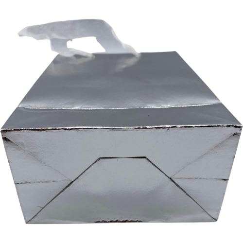 MODAIO-Gift Bags Small Size – Reusable Gift Bags With Handles Stunning Colors - Perfect As Goodie Bags, Birthday Gift Bags, Party Favor Bags– 4"W x 3"D x 6"H Size-1/count (Silver)