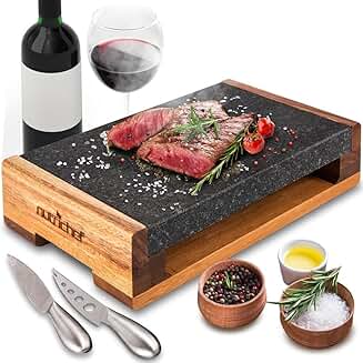 Cooking Stone Grill Set with Sizzling Plate and Knives