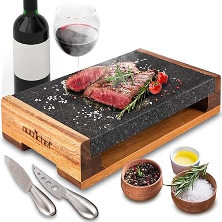 Cooking Stone Grill Set with Sizzling Plate and Knives