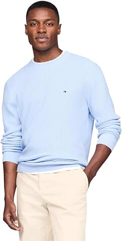 Men's Textured Waffle Knit Crewneck Sweater in Big & Tall